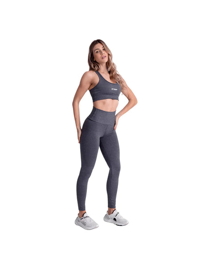 Conjunto Fitness Top e Legging Academia Feminino - Cinza