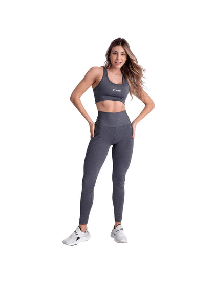 Conjunto Fitness Top e Legging Academia Feminino - Cinza
