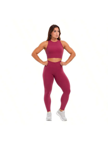 Conjunto De Legging+ Cropped Blackout Zero Transparência - Vinho