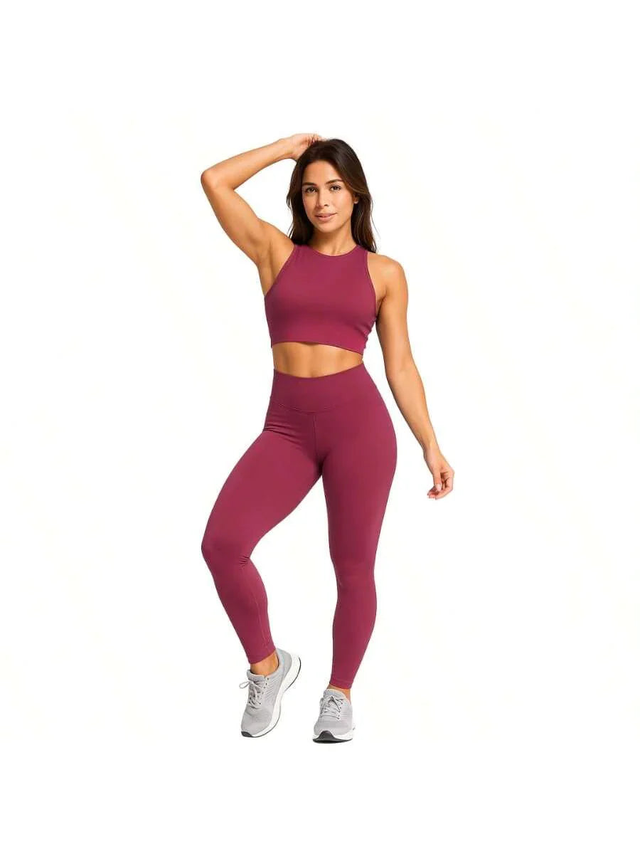 Conjunto De Legging+ Cropped Blackout Zero Transparência - Vinho