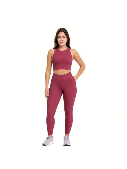 Conjunto De Legging+ Cropped Blackout Zero Transparência - Vinho