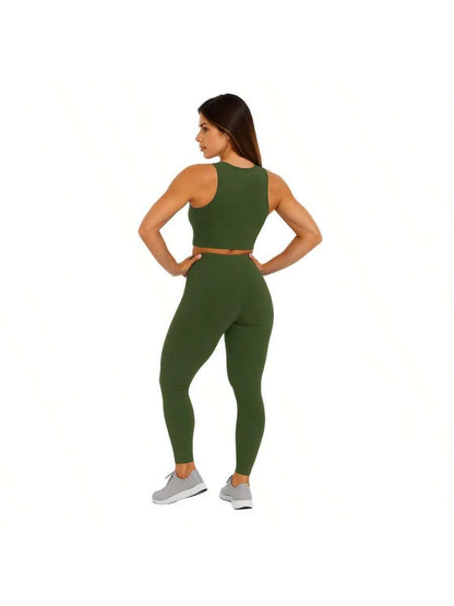Conjunto De Legging+ Cropped Blackout Zero Transparência - Verde