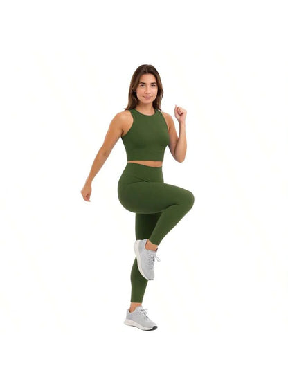 Conjunto De Legging+ Cropped Blackout Zero Transparência - Verde