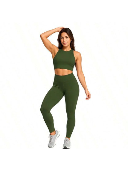 Conjunto De Legging+ Cropped Blackout Zero Transparência - Verde