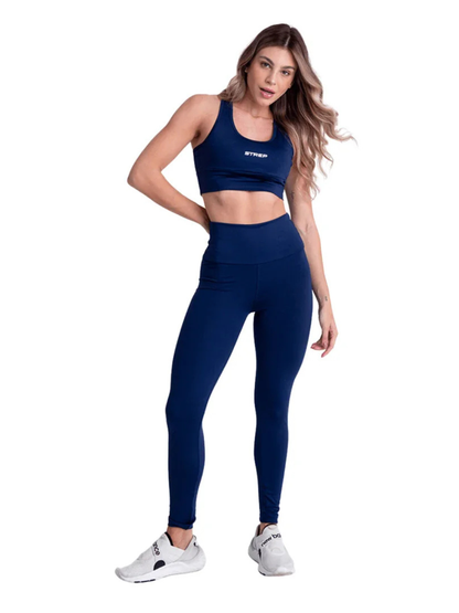 Conjunto Fitness Top e Legging Academia Feminino - Azul